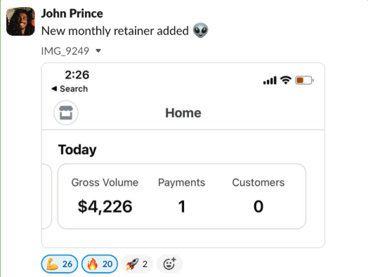 John Prince client win screenshot